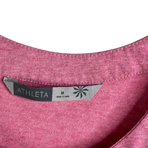Athleta Dress Womens M Pink Geometric Cotton Lined Ruffle Trim Scoop Neck - Picture 2 of 9